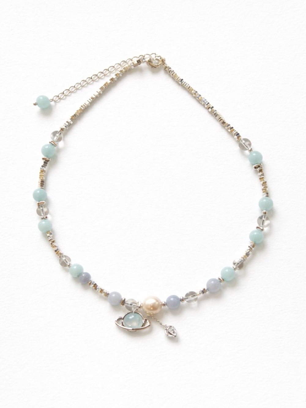 NEW Handmade Style Beaded Bracelet with Pearl & Saturn Charm